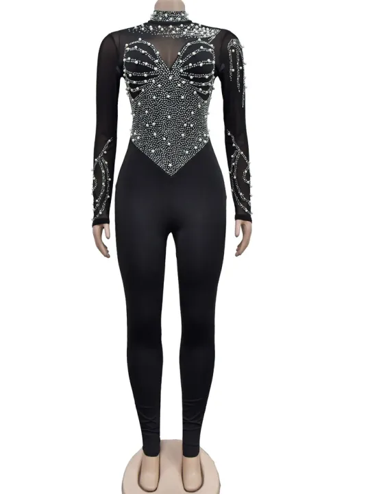 Beyprern%20Women's%20Sheer%20Mesh%20Crystal%20Jumpsuits%20One%20Piece%20Outfits%20Glam%20Fitted%20Long%20Sleeve%20Pearls%20Rhinestone%20Rompers%20Club%20Overalls%20-%20Image%203