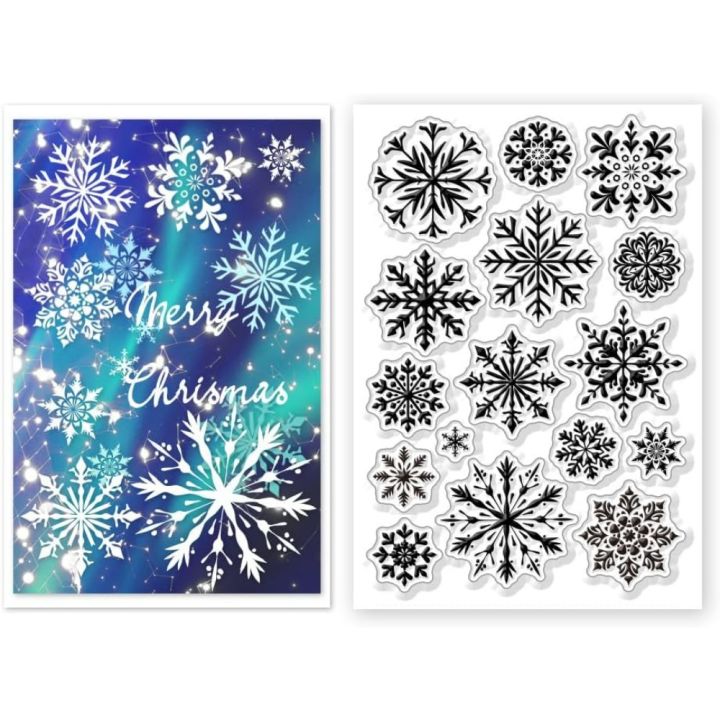 1pc Snowflake Background Clear Stamps Transparent Silicone Stamps with ...
