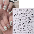2Pcs Cartoon Cute Cat Nail Childlike Stickers Holographic Love Heart Bronzing Star Sliders Silver Chrome Nail Art Manicure Decor. 