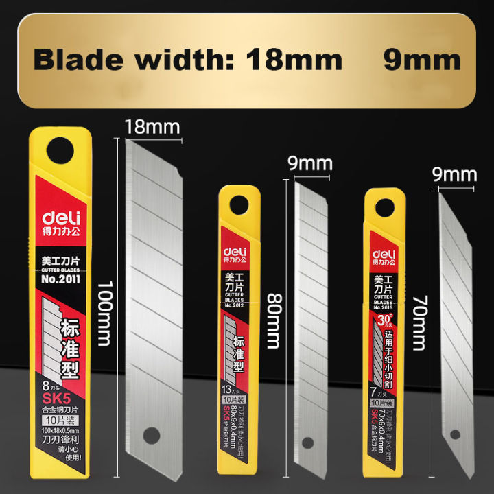Deli%2030/50/100pcs%20Knife%20Blade%209mm%2018mm%20SK5%20Metal%20Blades%20for%20Home%20School%20Supplies%20Art%20Craft%20Paper%20Box%20Cutting%20Utility%20Knife%20Tool%20-%20Image%202