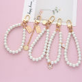 Vintage Korean Fashion Pearl Keychain Women Girl Gold Metal Chain Key Ring. 
