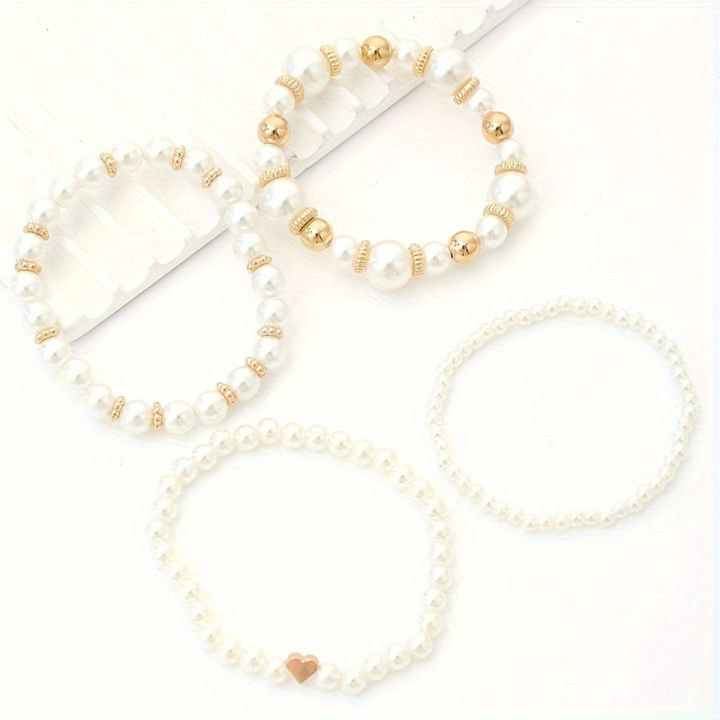 4-piece%20Suit%20New%20Ins%20Summer%20Love%20Pearl%20Bracelet%20Minority%20Female%20Bracelet%20Suit%20-%20Image%203