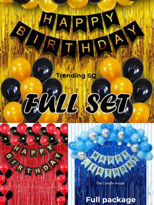 Happy Birthday Combo Complete Set-02 (20 Balloons+1 set Banner+1 ...