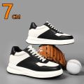 7cm Men's Height Increasing Shoes Genuine Leather Casual Sneakers Comfortable Breathable Elevator Sports Shoes for Fashion Daily. 