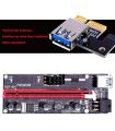 VER009S PCI-E Riser Card VER 009S PCI Express 1X 4X 6X 8X 16X USB 3.0 Cable SATA to 6Pin Connector for Graphics Video Card - (CN, Cable Length: 8pcs, Color: red Cable). 