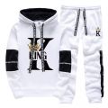 King Queen Printing Mens Womens Tracksuit Hot Sales Casual Hooded Sweatshirts Sweatpants 2 Pcs Set Home Street Couple's Clothing. 