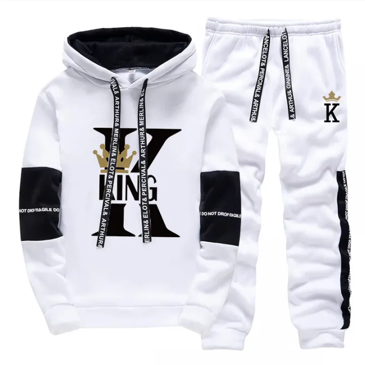 King%20Queen%20Printing%20Mens%20Womens%20Tracksuit%20Hot%20Sales%20Casual%20Hooded%20Sweatshirts%20Sweatpants%202%20Pcs%20Set%20Home%20Street%20Couple's%20Clothing%20-%20Image%204
