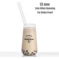 12 Reusable Clear Boba Straws, 13 mm x 10.5 in, Jumbo Hard Plastic Smoothie Straws for Bubble Tea, Popping Pearls with 2 Brush. 