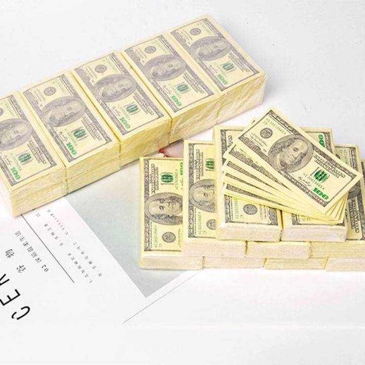 10Pcs Creative Funny 100 Dollars Money Printed Paper Napkins Thick 3 Layers Toilet Bath Pocket Tissue Paper Party Supplies