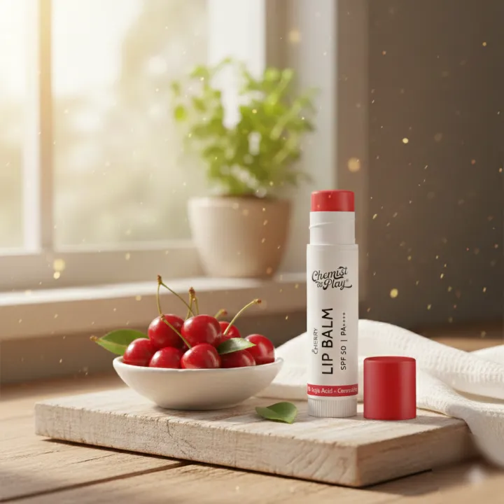 Chemist at Play Cherry Lip Balm SPF 50 PA++++ | 1% Kojic Acid ...