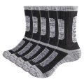 YUEDGE Mens Sock Moisture Wicking Cushioned Crew Athletic Socks 5Pairs Walking Hiking Socks Padded Work Boot Socks For Men 37-46. 