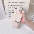 Cute Panda Men And Women's Winter Warmth Wool Split Finger Riding Touchscreen Knitted Gloves.