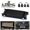 LZONE - 15 Row AN10 Stacked Plate Oil Cooler 10AN to 6AN 8AN Adapter Universal Engine Transmission Aluminum Black JR7015.