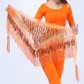 Women's Belly Dance Tassels Triangle Hip Scarf With Coin Sequins Colorful Waist Belt Triangle Skirt. 