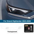 Anti-Scratch High-Gloss Car Headlight Protective Film For Toyota Grand Highlander 2023-2026 Smoke Black Pre Cut Vinyl Wrap Film. 