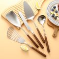 Walnut Handle Kitchen Utensils Stainless Steel Cake knife Shovel Pan Shovel Rice Spoon Soup Ladle Restaurant Service Component.