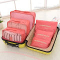 6 Pcs/Set Pink/Blue/Grey Travel Storage Bag Large Capacity Waterproof Luggage Clothing Underwear Storage Bag Bag With Zipper. 