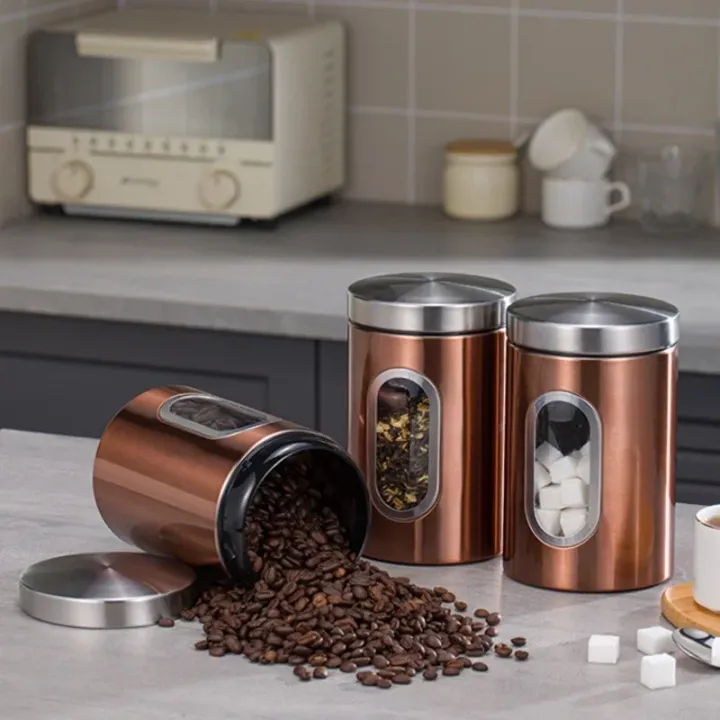 1/3Pcs%20Coffee%20Canister%20Stainless%20Steel%20Food%20Storage%20Jars%20with%20Visual%20Window%20Kitchen%20Storage%20Coffee%20Bean%20Tea-leaf%20Sealed%20Cans%20-%20Image%204