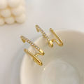 New Design Irregular U-shaped Gold Color Earrings for Women Korean Luxury Crystal Earring Girl Wedding Party Jewelry Accessories. 