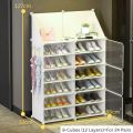 3/4/8 Cubes Durable Plastic Shoe Rack | Portable Multi-Layer Shoe Cabinet | Dustproof Organizer for Home, Dorm, or Office. 