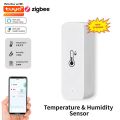 Support Tuya Zigbee Temperature Humidity Sensor Smart Home Device Compatible with  Home Alexa for Environmental Monitoring. 