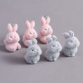3/6Pcs 3D Flocking Rabbit Resin Charms Cute Rabbit Animal Pendant for Earrings Keychain Making DIY Jewelry s Mixed Color ﻿. 