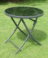 Tempered Glass Top Metal Folding Table. 