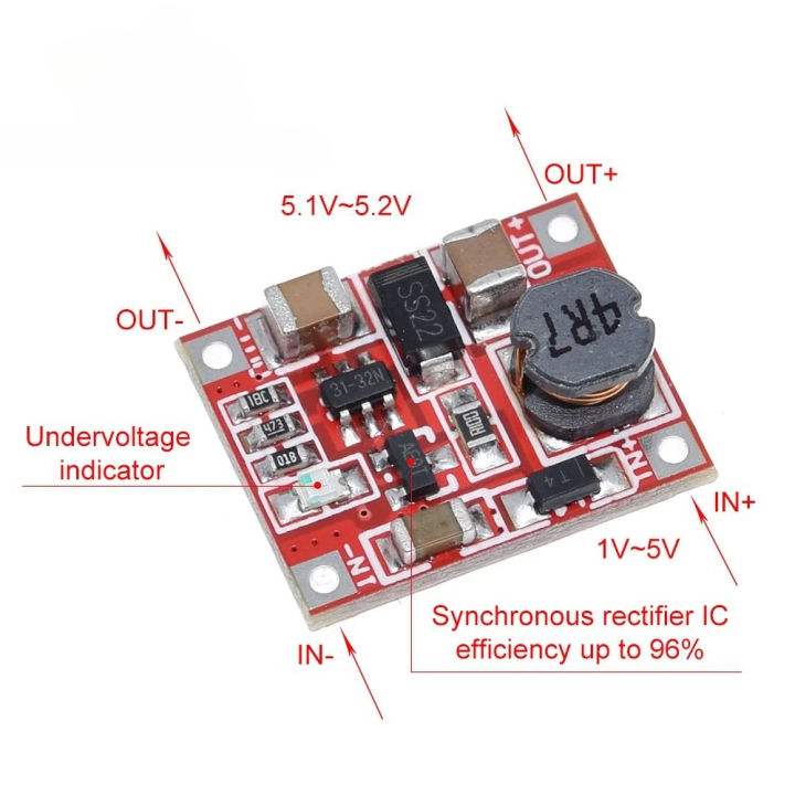 1/5PCS DC-DC Boost Power Supply Module Converter Booster Step Up Circuit Board 3V to 5V 1A Highest Efficiency 96%