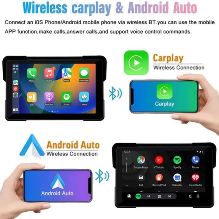 Jansite%205/7%20inch%20Carplay%20Motorcycle%20DVR%20Navigation%20GPS%20Wireless%20CarPlay%20Android%20Auto%20IPX7%20Display%20Screen%20Portable%20Moto%20Monitor%20-%20Image%203