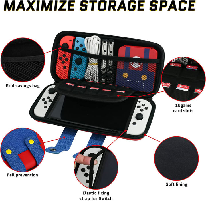 EVA%20Storage%20Switch%20Case%20Compatible%20with%20%20Switch/OLED%20Cute%20Portable%20Switch%20Carrying%20Case%20with%2010%20Game%20Holders%20for%20Mario%20-%20Image%203