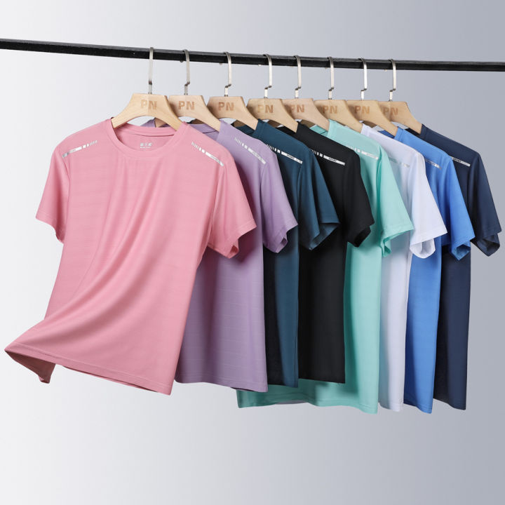 Women Running T-Shirt Reflective High Elastic Breathable Running Sports T-Shirt Summer Quick-Drying Ice Silk Cool Short Sleeves