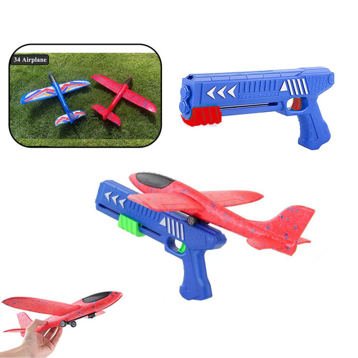 Kids 24/34cm Foam Plane Launcher Outdoor Toy for Boys Sport Catapult Game Children Girl Birthday Xmas