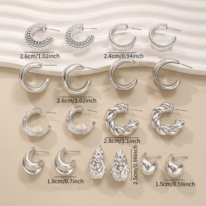 Elegant%20Water%20Drop%20C-shaped%20Hoop%20Earrings%20Irregular%20Personality%20CCB%20Earrings%20Versatile%20Women's%20Daily%20Wear%20Dating%20Party%20Jewelry%20-%20Image%204