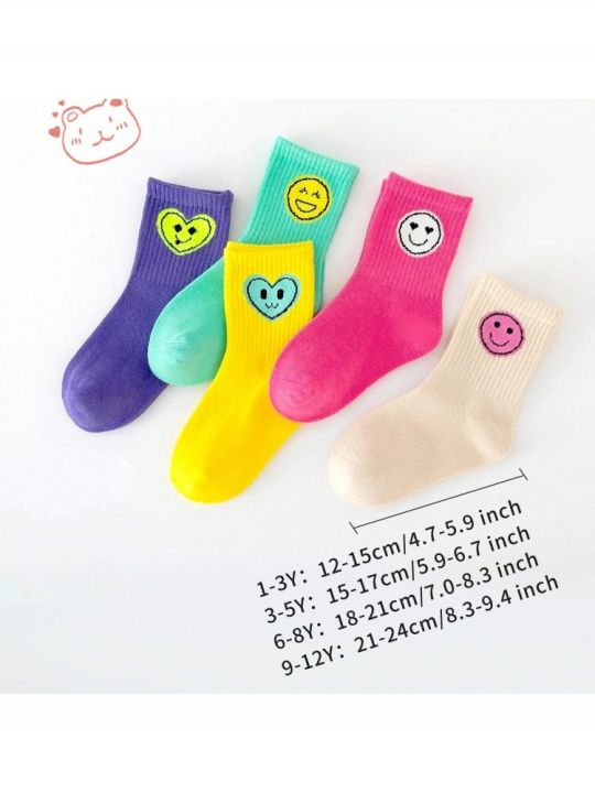 5%20Pairs%20of%20New%20Four-Season%20Children's%20Socks%20with%20Smiley%20Face%20Expressions%20for%20Boys%20and%20Girls,%20Mid-Calf%20and%20High-Calf%20Socks%20-%20Image%202