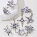 9pcs New Star Moon Enamel Charms Blue Fashion Y2K Style Pendants For Making DIY Handmade Findings Accessories Necklace Jewelry.
