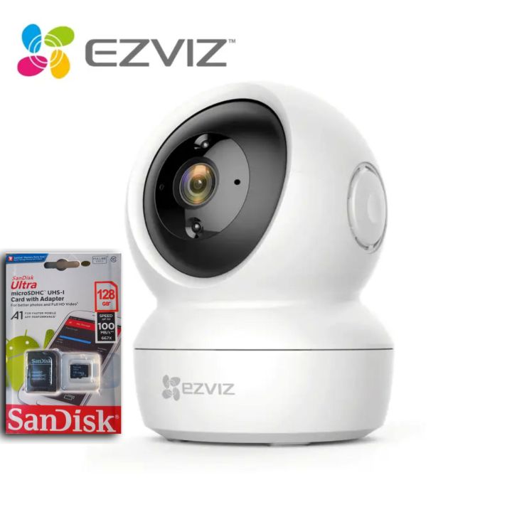 Ezviz H6c Wifi Indoor Home Smart Security Two-Way Talk 2MP Full HD 360° Pan Tilt Night Vision CCTV Camera With 128GB Memory Card Incluing