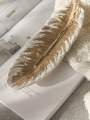 Feather Tray Concrete Trinket Jewelry Dish Elegant White Gold Home Decor Coaster, Christmas Birthday Gift Idea, Ring Holder Shelf Decoration. 