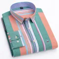 Plus Size S~7XL  Men's Social Shirts Long Sleeve Pure Cotton Oxford Thin Soft Buttoned Plaid Oversized Shirt Formal Male Clothes. 