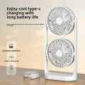 Dual Head Air Circulation Desktop Fan – High Wind Power, Double Layer Design for Office, Home & Dorm. 