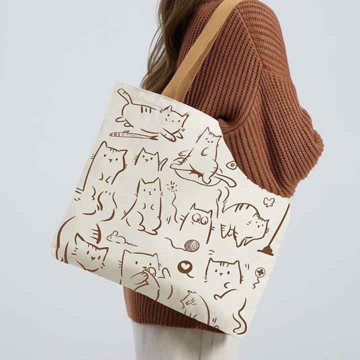 Printed%20Premium%20Quality%20Canvas%20Tote%20Bag,%20Cat%20Printed%20Tote%20Bag%20With%20Zipper%20(CP-01)%20-%20Image%202