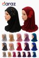 Pack of 3 Muslim Kids Girls Hijab | Islamic Headscarf with Diamontes Flower | One Piece Full Cover Makna Wrap | Ice Silk Scarf for 1-8 Years | Modest Stylish Hijab | Small to XL Sizes | Soft Comfortable | Perfect for Daily, Eid & School Use. 