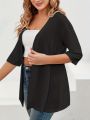 Europe, America, Autumn and Winter Explosions Elegant Women's Plus Size Half Sleeve Medium and Long Light Elastic Cardigan Women. 