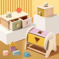 Montessori Infant Puzzle Box Toys Exercise Hand-eye Coordination Permanent Box Round Rectangular Box Baby Toys Grasping Toy. 