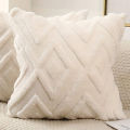 Soft Plush Snowflake Velvet Cream White Pillow Covers, Large Rhombus Pattern, Bedroom Decor, Living Room Decor Cushion Cover. 