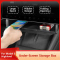 Under-Screen Storage Box For Tesla Model 3 Highland Hidden Fold Able Storage Box Car Storage Modification Parts Interior Design. 