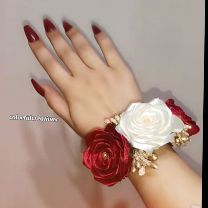 2 Gajray |Hand made luxury ribbon gajry, elegent gajra's to wear meroon and white