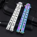 Foldable Comb Stainless Steel Practice Training Butterfly Knife Comb Beard Moustache Brushe Salon Hairdressing Hair Styling Tool. 