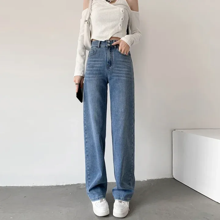 Loose%20Straight%20Women's%20Jeans%20Fashion%20Stretch%20Soft%20Drape%20Multi-button%20High%20Waist%20Denim%20Trousers%20Street%20Fashion%20Female%20Clothing%20-%20Image%203