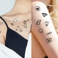 10pcs Waterproof Temporary Tattoo Sticker Love Emoticon Moon Sun Lines Skull Planet Tatto Wrist Fake Tattoos Body Art Women Men. 