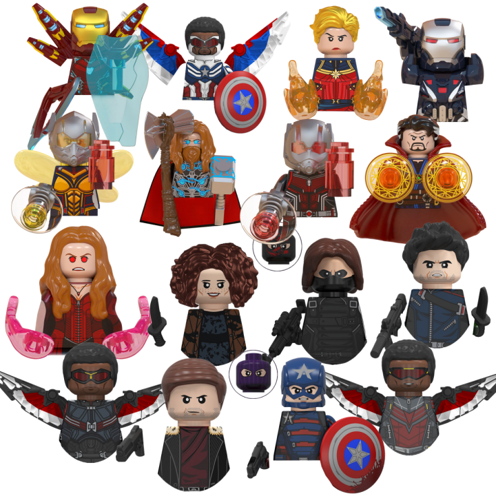 Blind Box Mini Building Blocks WM6117 Figures Big Goblin Spiderman Iron Man Venom Captain Hawk Deadpool Armor Christmas  Toy